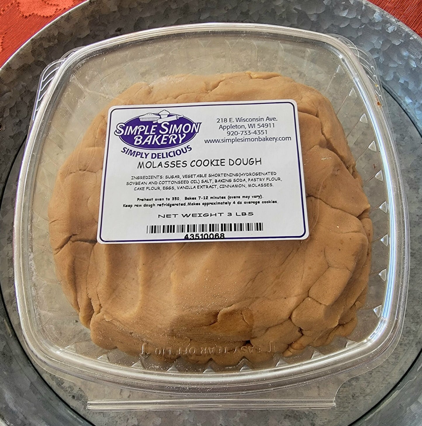 Molasses Cookie Dough (3 pounds)