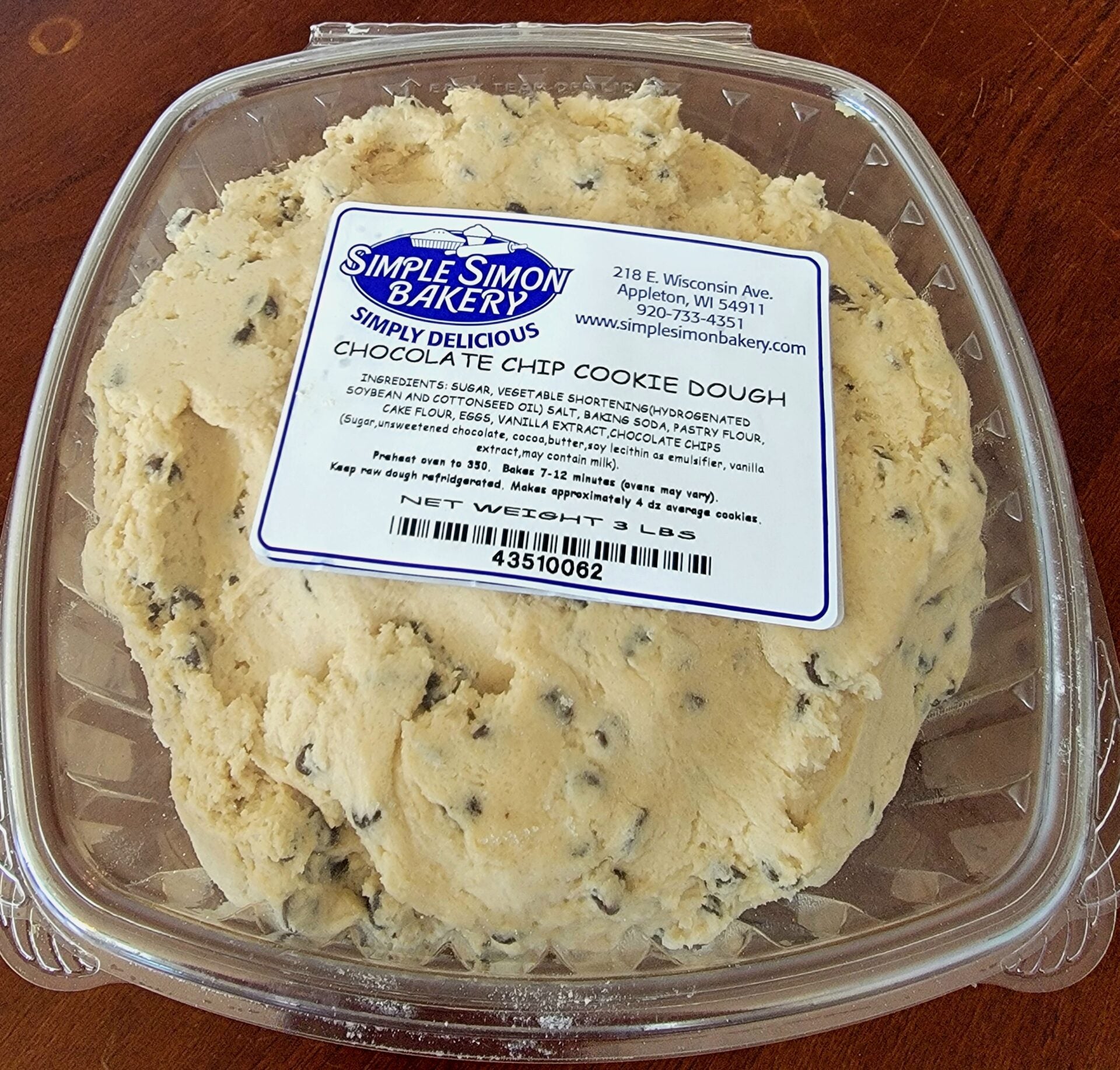 Chocolate Chip Cookie Dough (3 pounds)
