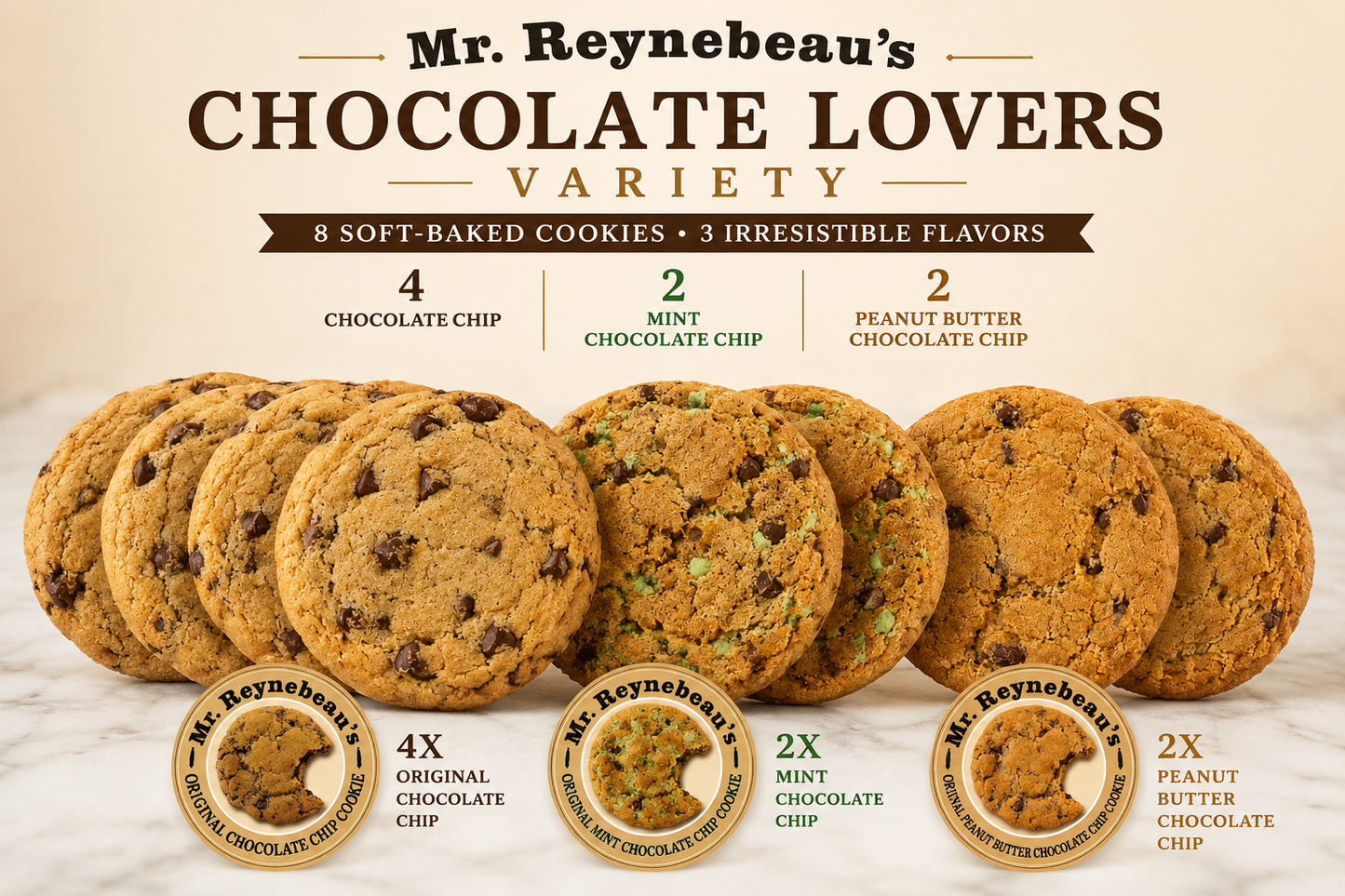Mr. Reynebeau Chocolate Lovers Variety Pack - 8 Pack Bundle (ship)