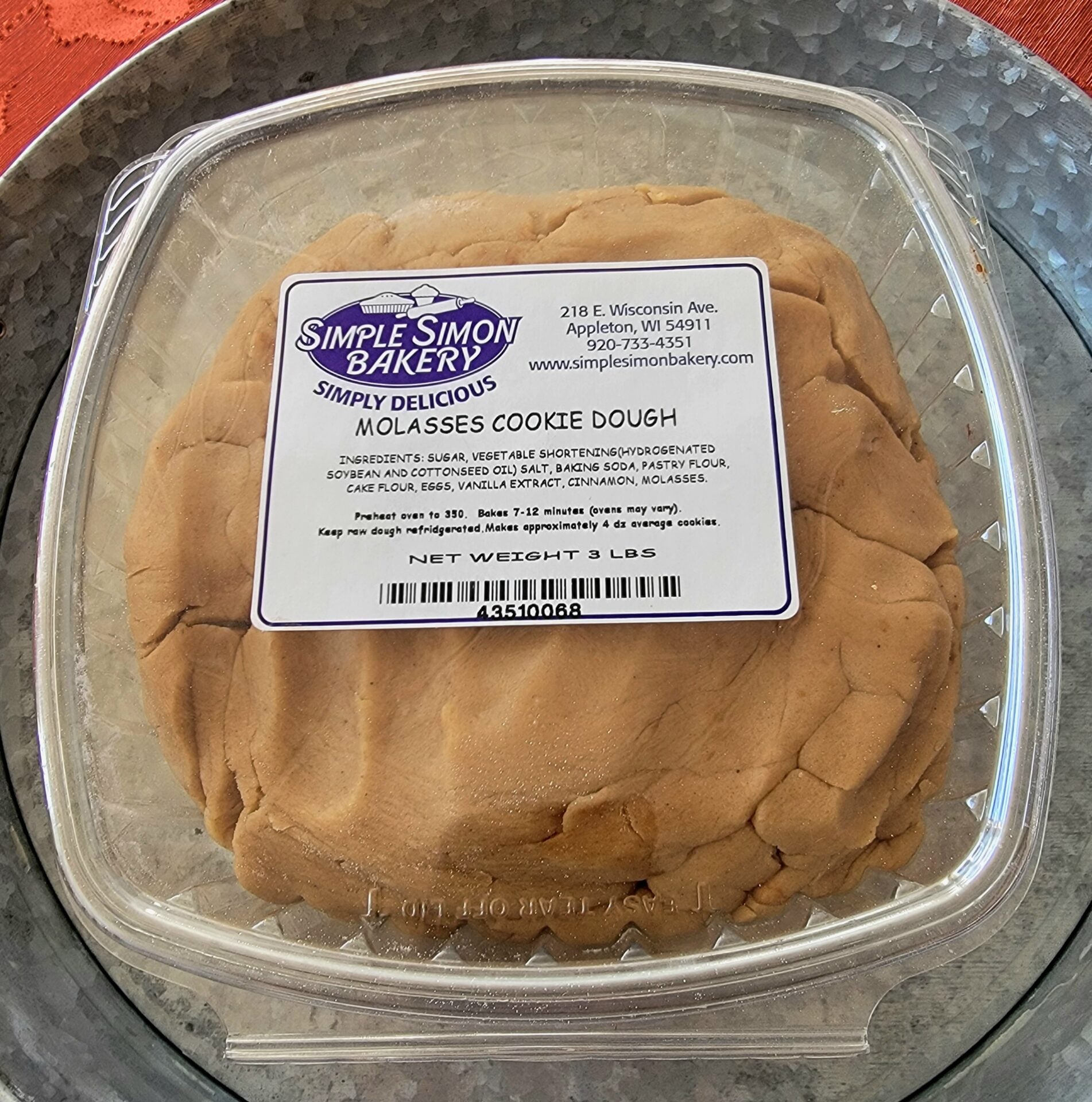 Molasses Cookie Dough (3 pounds)