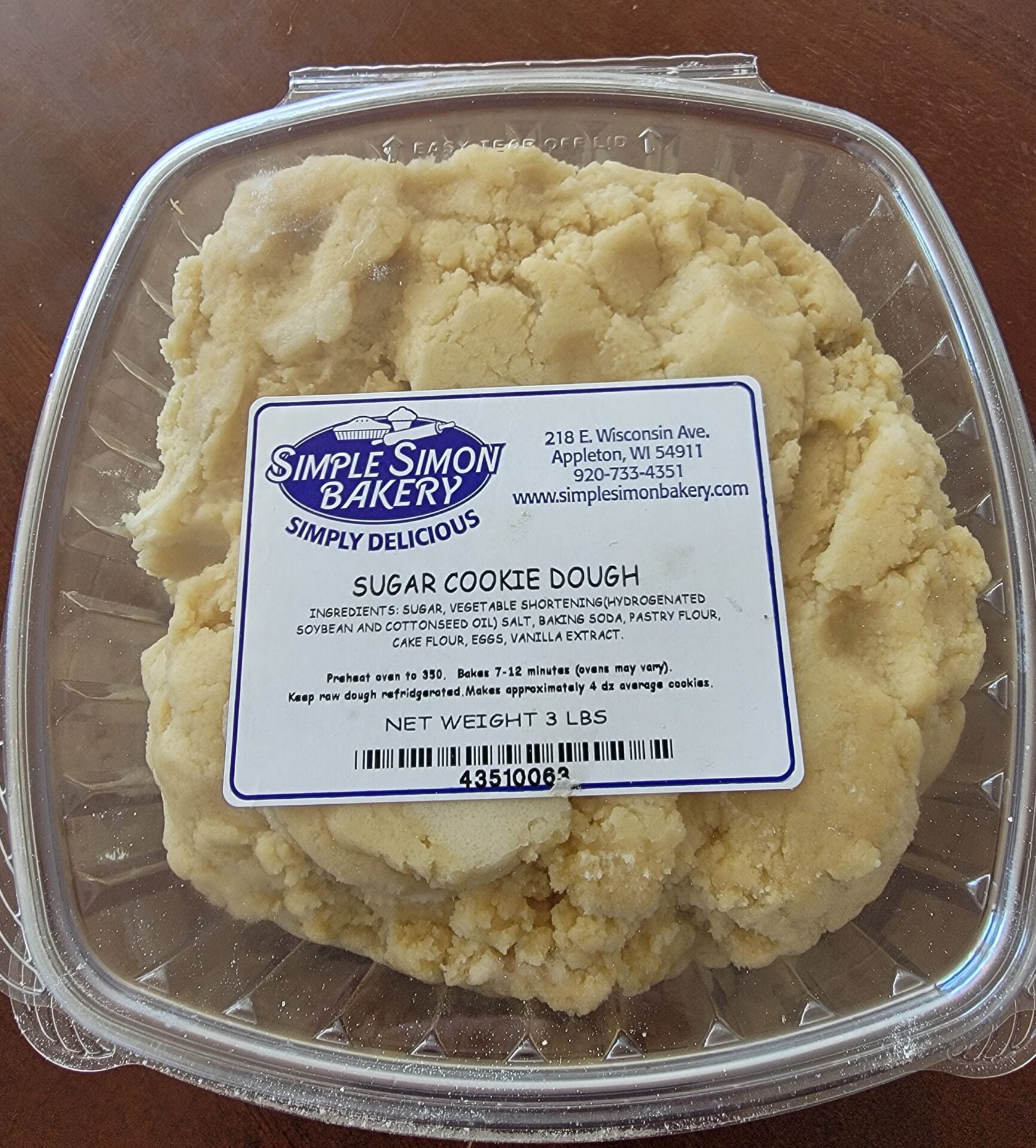 Sugar Cookie Dough (3 pounds)